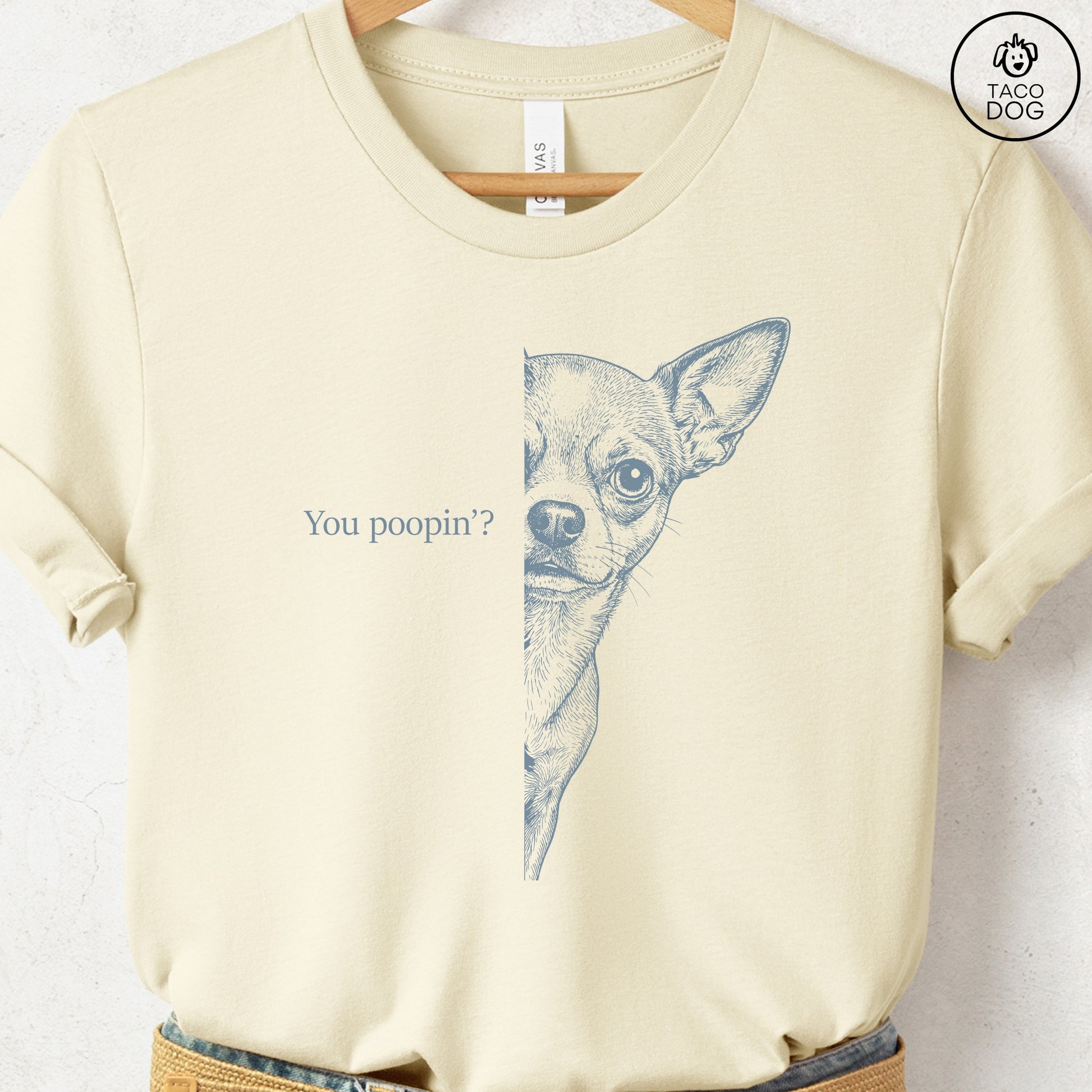Chihuahua Poopin T-Shirt Natural Taco-Dog