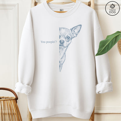 Chihuahua Poopin Sweatshirt White Taco-Dog