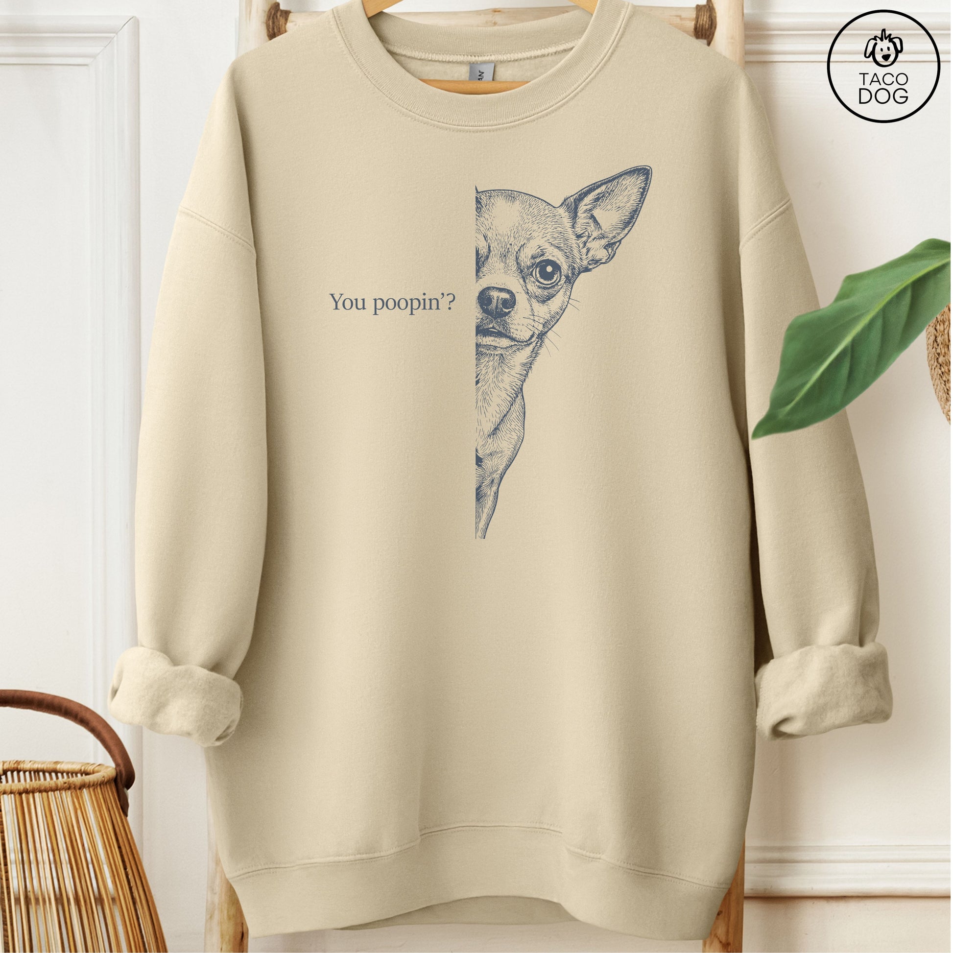Chihuahua Poopin Sweatshirt Sand Taco-Dog