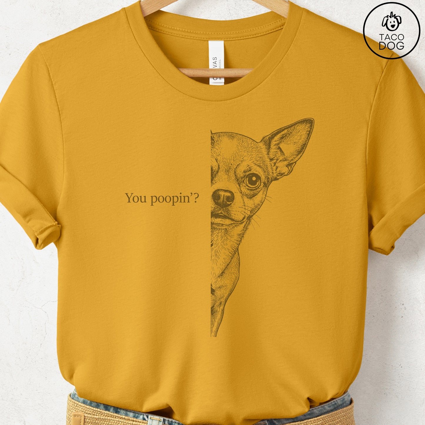 Chihuahua Poopin T-Shirt Mustard Taco-Dog