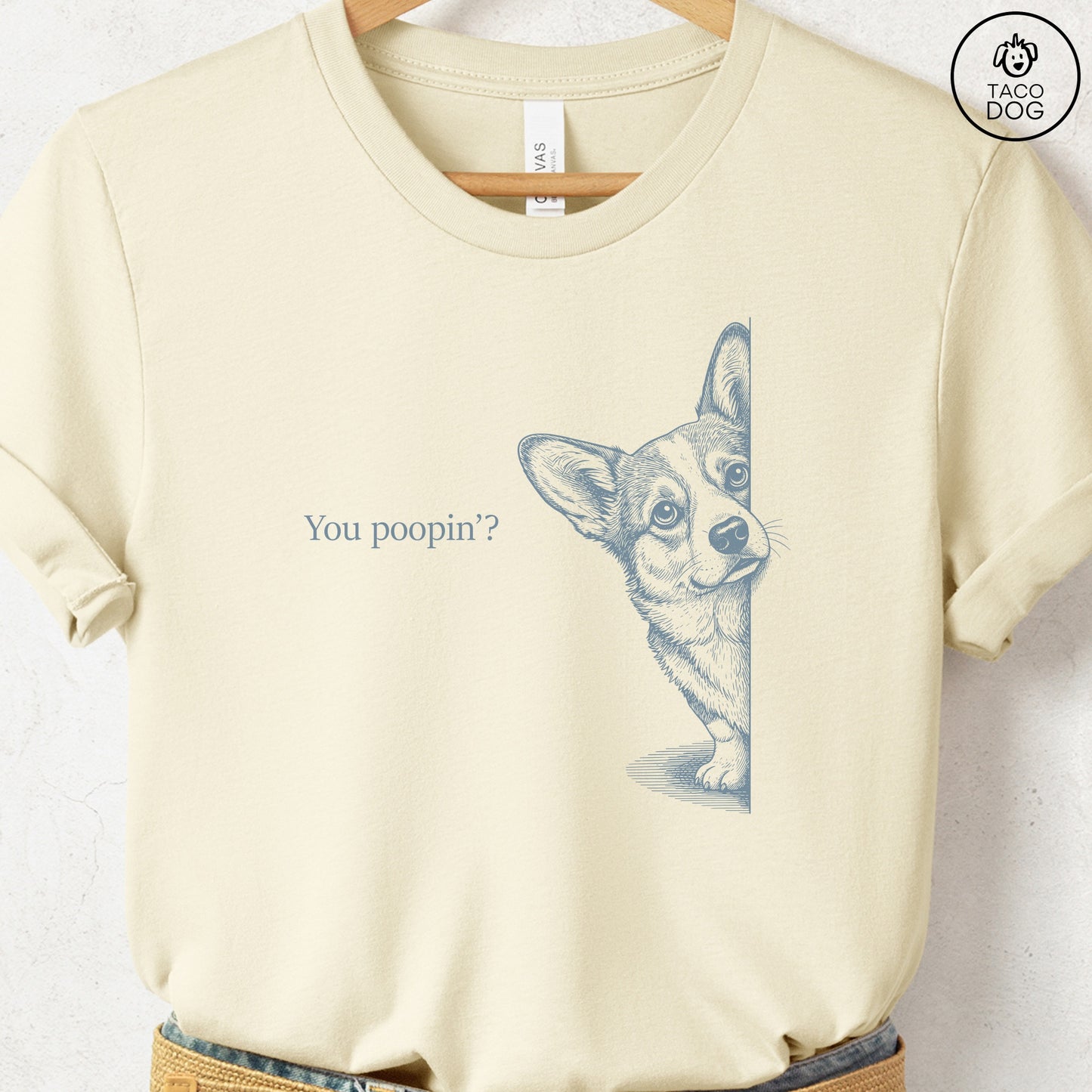 Corgi Poopin T-Shirt Natural Taco-Dog