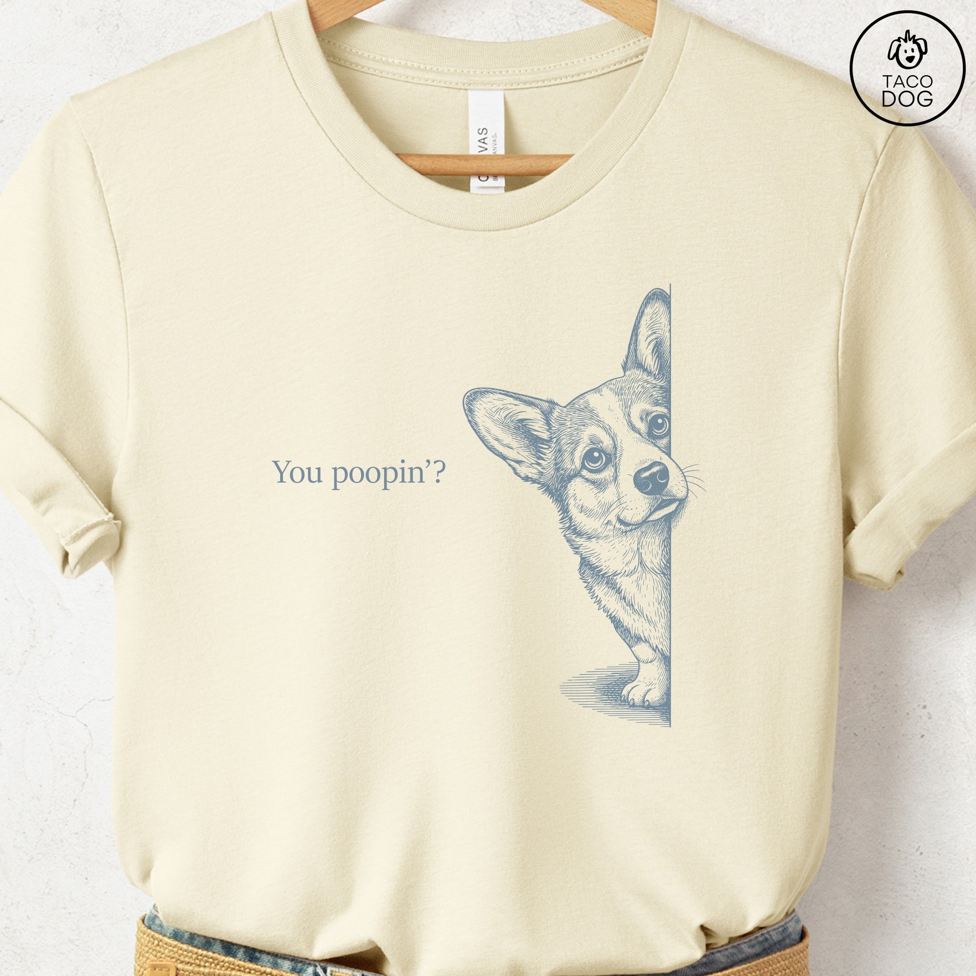 Corgi Poopin T-Shirt Natural Taco-Dog