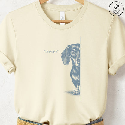 Dachshund Poopin T-Shirt Natural Taco-Dog