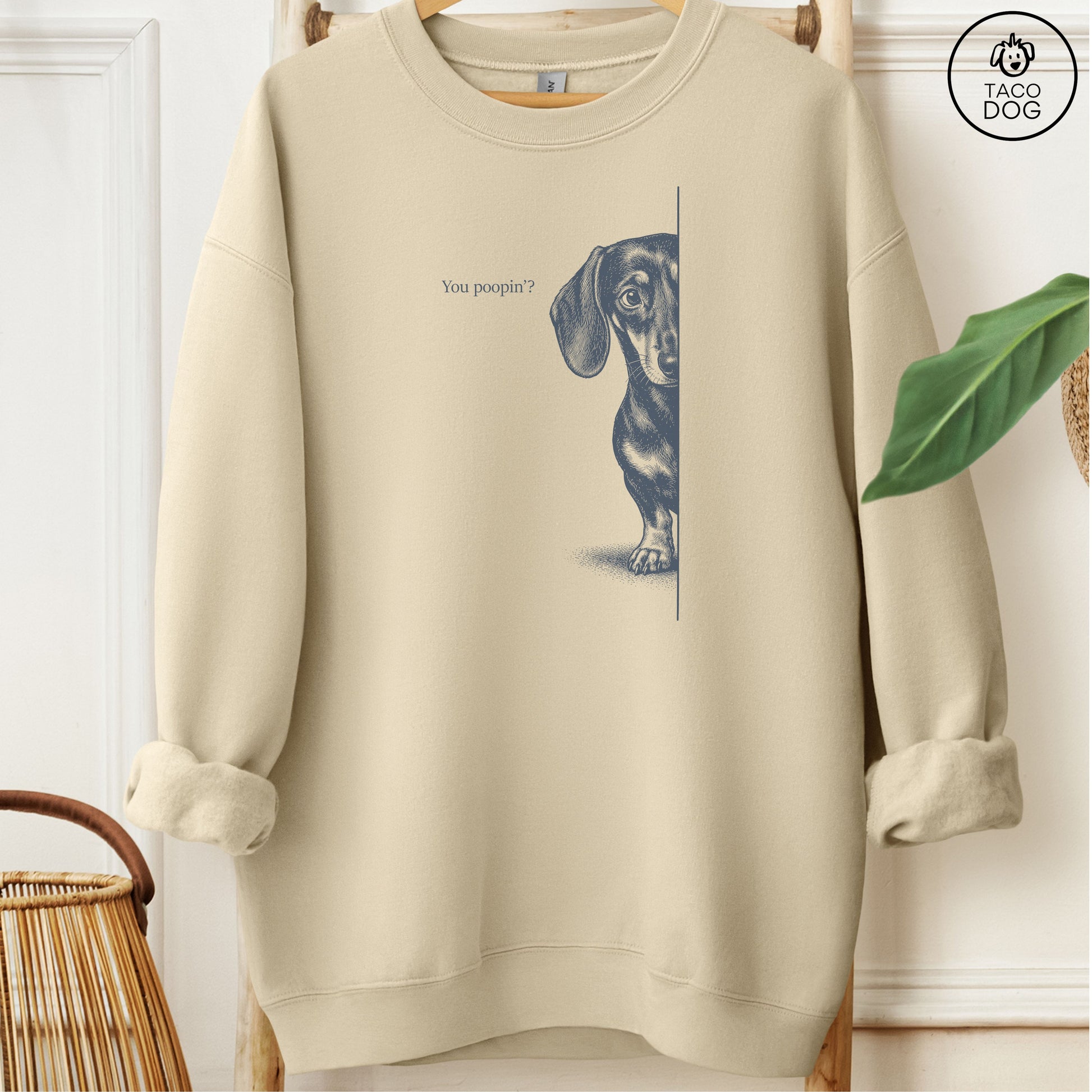 Dachshund Poopin Sweatshirt Sand Taco-Dog