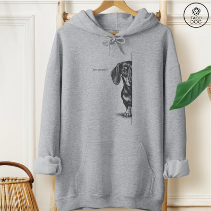 Dachshund Poopin Hoodie Graphite Heather Taco-Dog