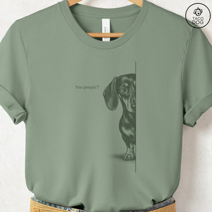 Dachshund Poopin T-Shirt Sage Taco-Dog