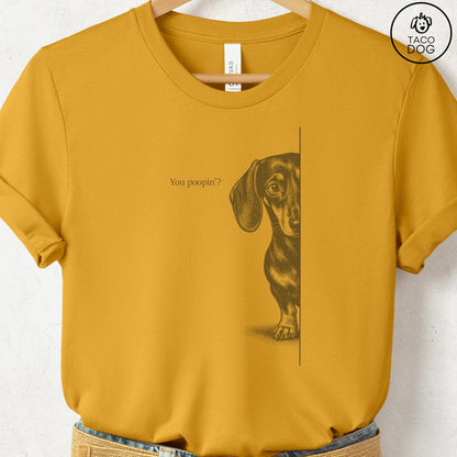 Dachshund Poopin T-Shirt Mustard Taco-Dog
