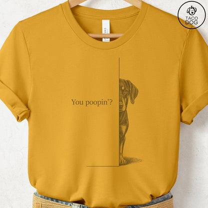 Doberman Poopin T-Shirt Mustard Taco-Dog