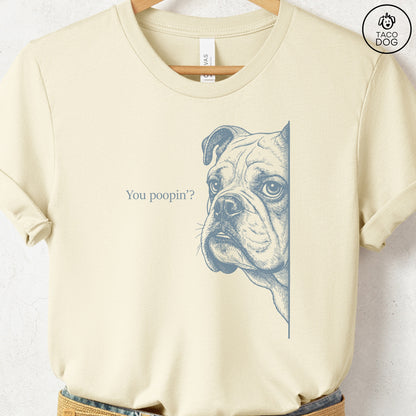English Bulldog Poopin T-Shirt Natural Taco-Dog