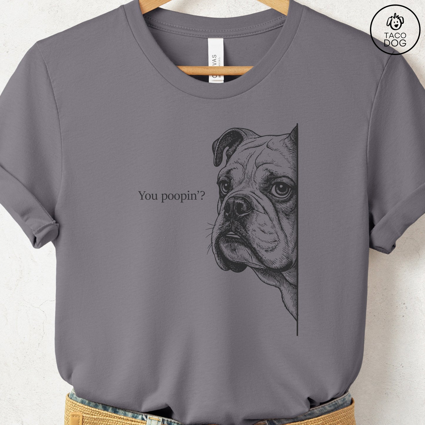 English Bulldog Poopin T-Shirt Storm Taco-Dog