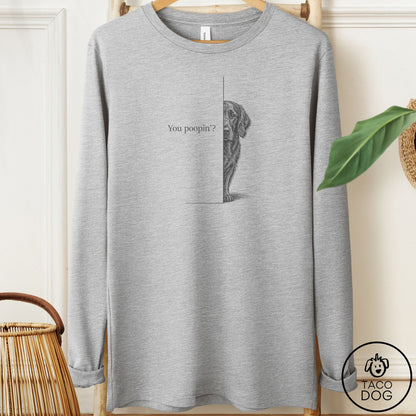 Flat-Coated Retriever Poopin Long Sleeve Tee Athletic Heather Taco-Dog
