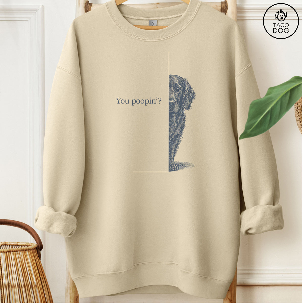 Flat-Coated Retriever Poopin Sweatshirt Sand Taco-Dog