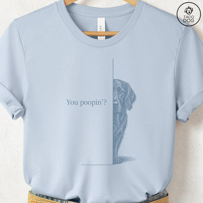 Flat-Coated Retriever Poopin T-Shirt Light Blue Taco-Dog