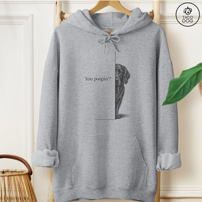 Flat-Coated Retriever Poopin Hoodie Graphite Heather Taco-Dog