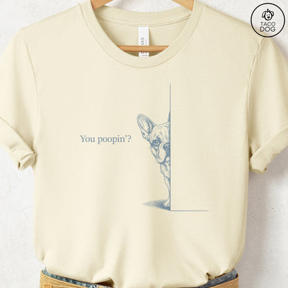French Bulldog Frenchie Poopin T-Shirt Natural Taco-Dog