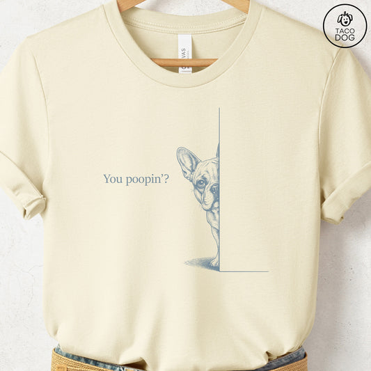 French Bulldog Frenchie Poopin T-Shirt Natural Taco-Dog