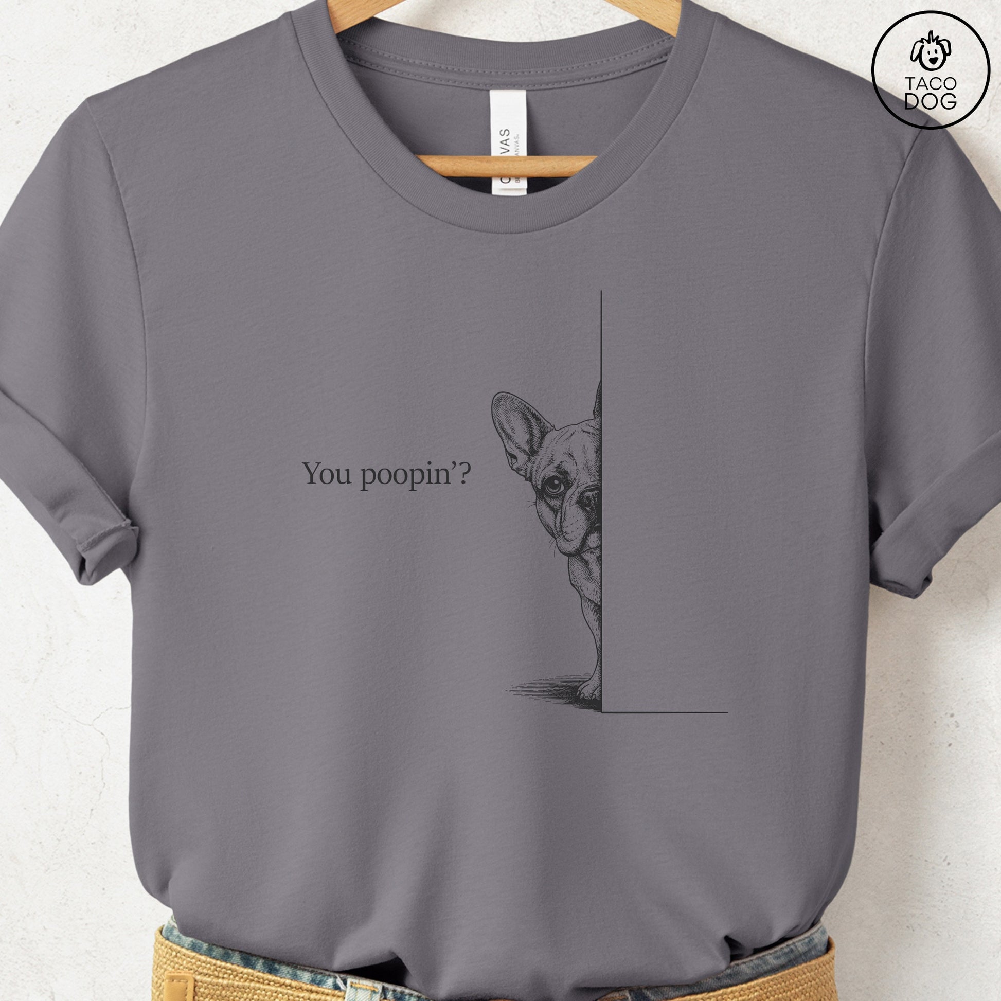 French Bulldog Frenchie Poopin T-Shirt Storm Taco-Dog