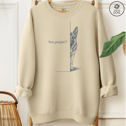 German Shepherd Poopin Sweatshirt Sand Taco-Dog