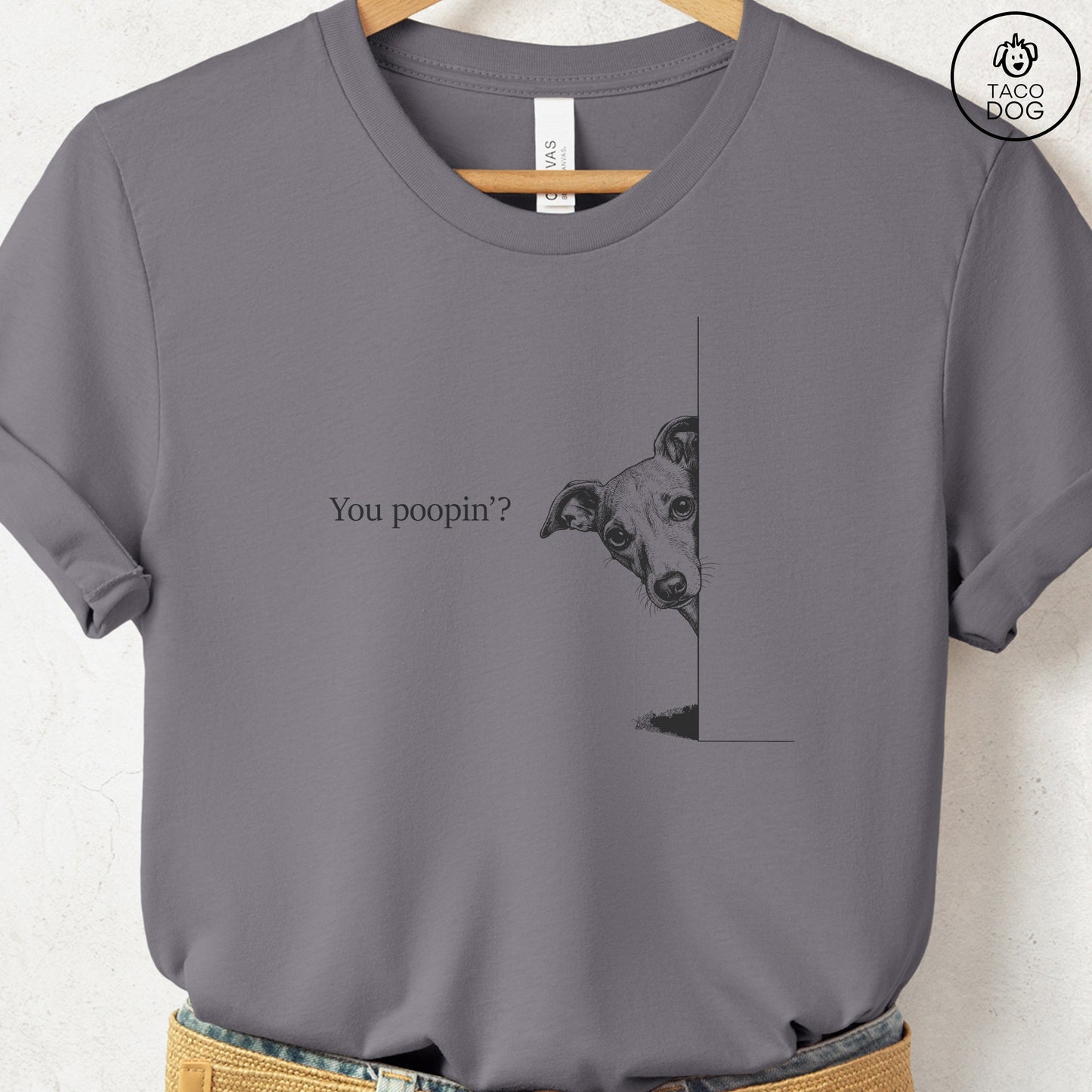 Italian Greyhound Whippet Poopin T-Shirt Storm Taco-Dog