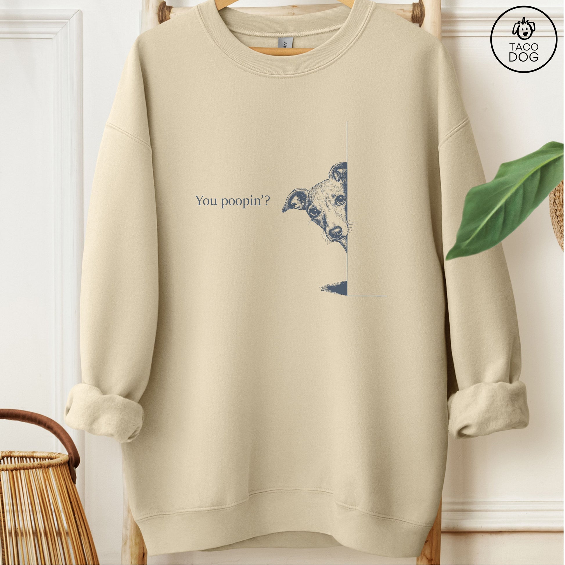 Italian Greyhound Whippet Poopin Sweatshirt Sand Taco-Dog