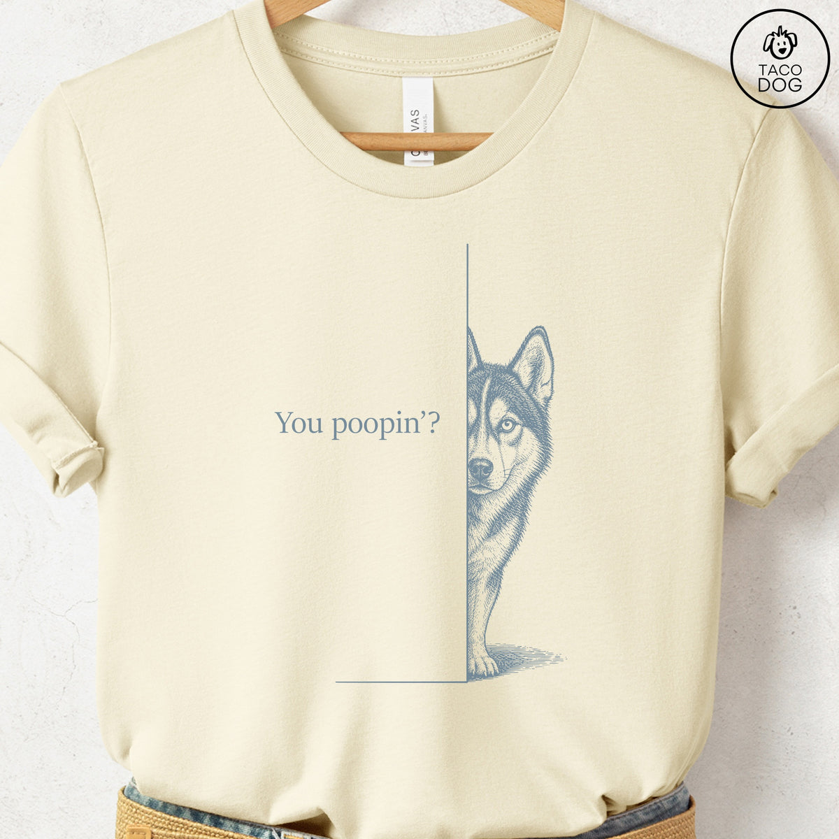 Husky Poopin T-Shirt Natural Taco-Dog