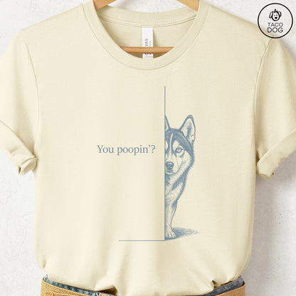 Husky Poopin T-Shirt Natural Taco-Dog
