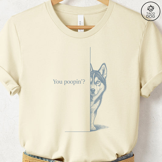 Husky Poopin T-Shirt Natural Taco-Dog