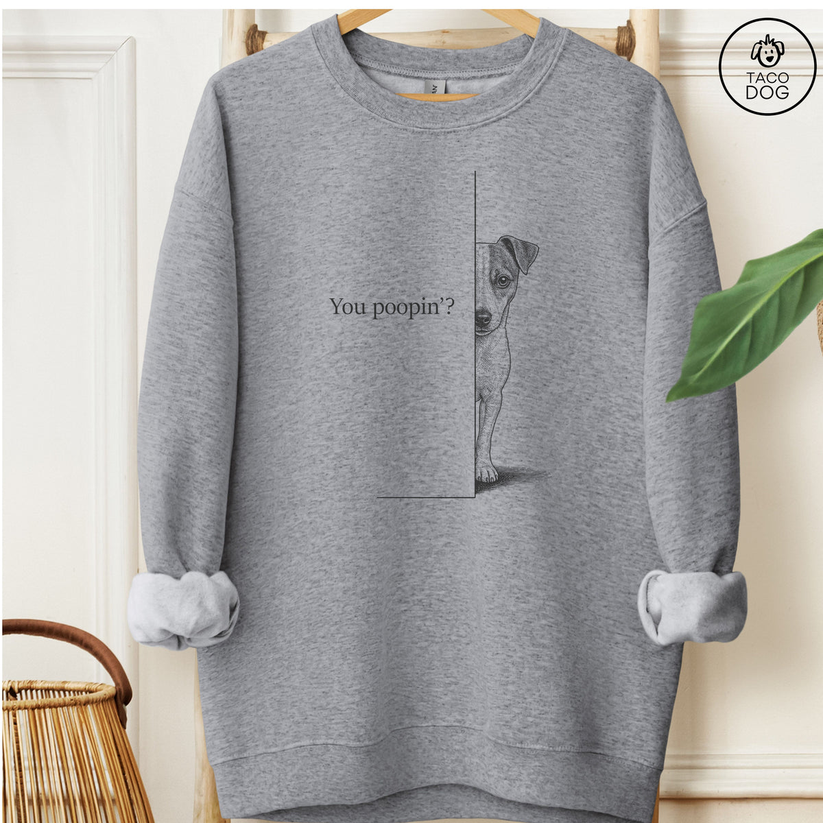 Jack Russell Poopin Sweatshirt Graphite Heather Taco-Dog