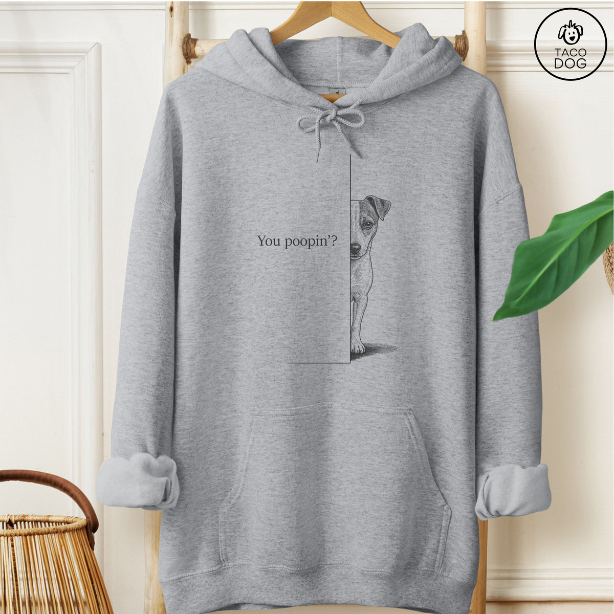Jack Russell Poopin Hoodie Graphite Heather Taco-Dog