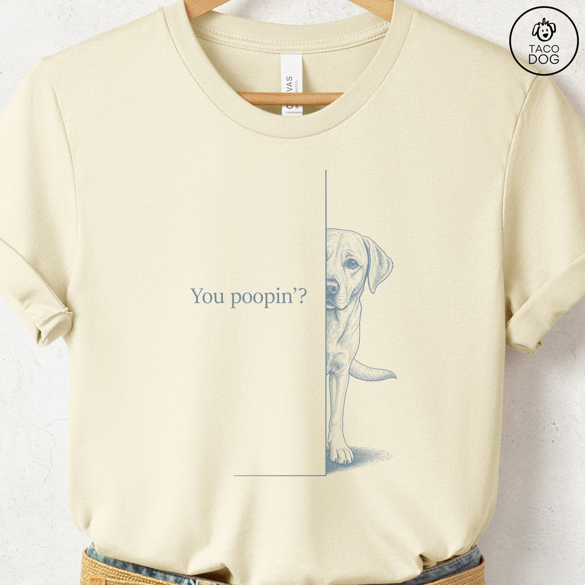 Labrador Retriever Poopin T-Shirt Natural Taco-Dog