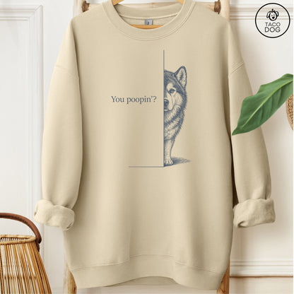 Malamute Poopin Sweatshirt Sand Taco-Dog