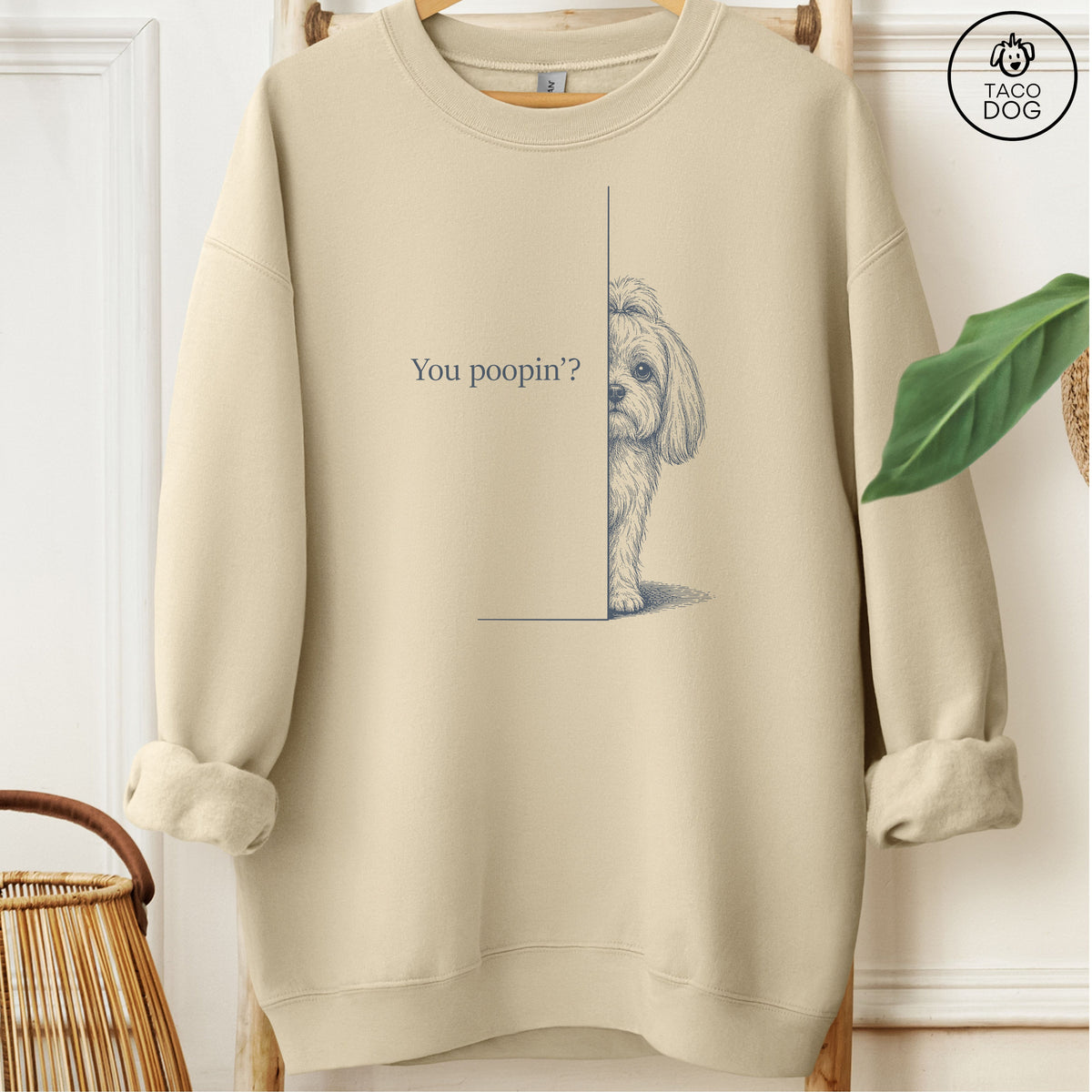 Maltese Poopin Sweatshirt Sand Taco-Dog
