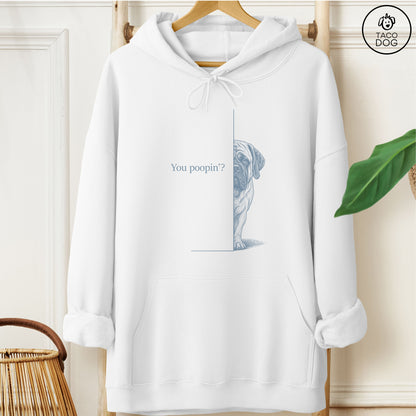 Mastiff Poopin Hoodie White Taco-Dog