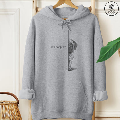 Mastiff Poopin Hoodie Graphite Heather Taco-Dog