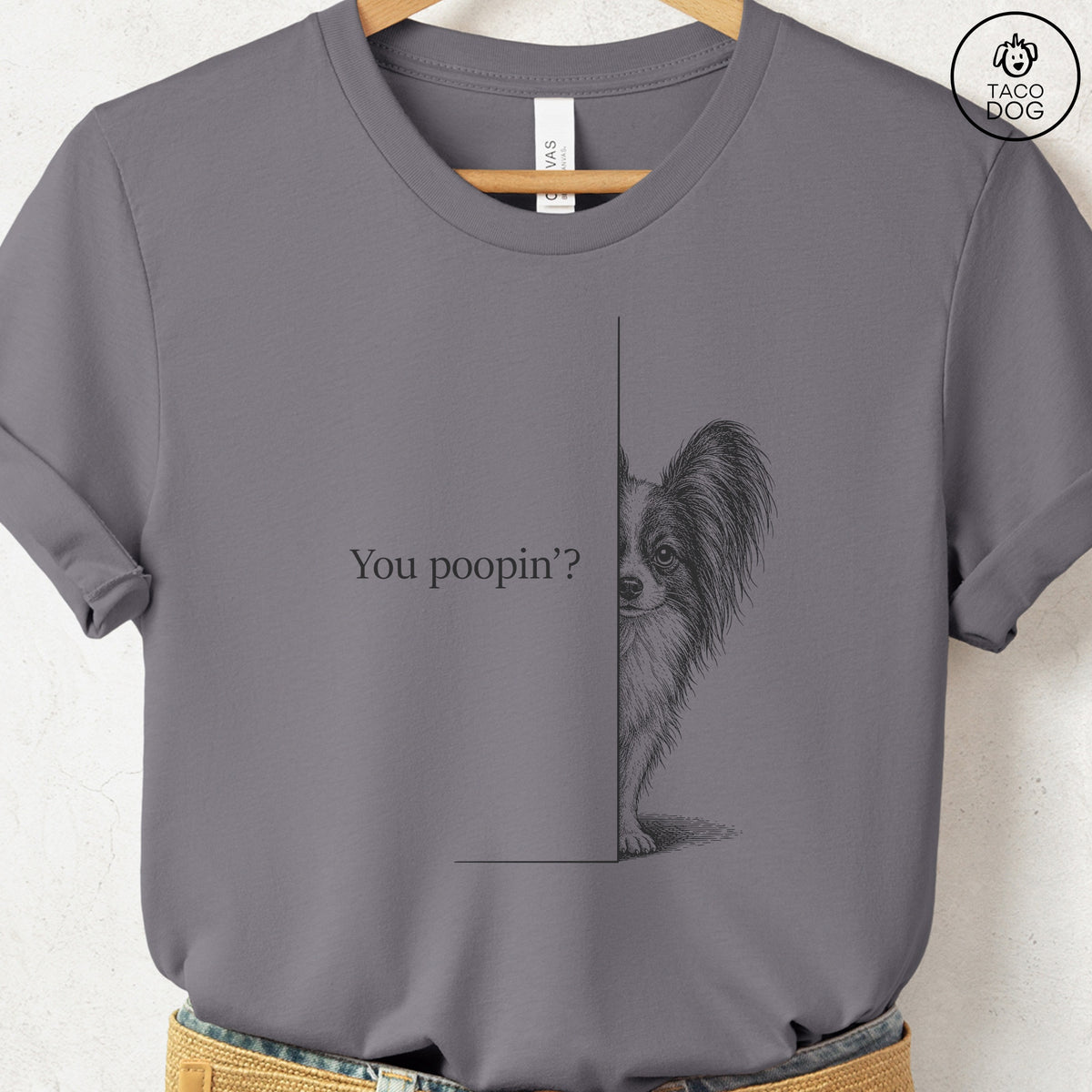 Papillon Poopin T-Shirt Storm Taco-Dog