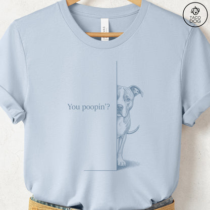 Pitbull Poopin T-Shirt Light Blue Taco-Dog