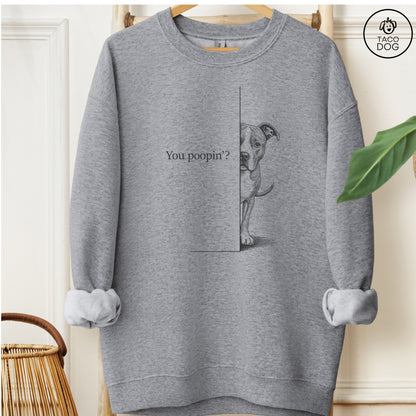 Pitbull Poopin Sweatshirt Graphite Heather Taco-Dog