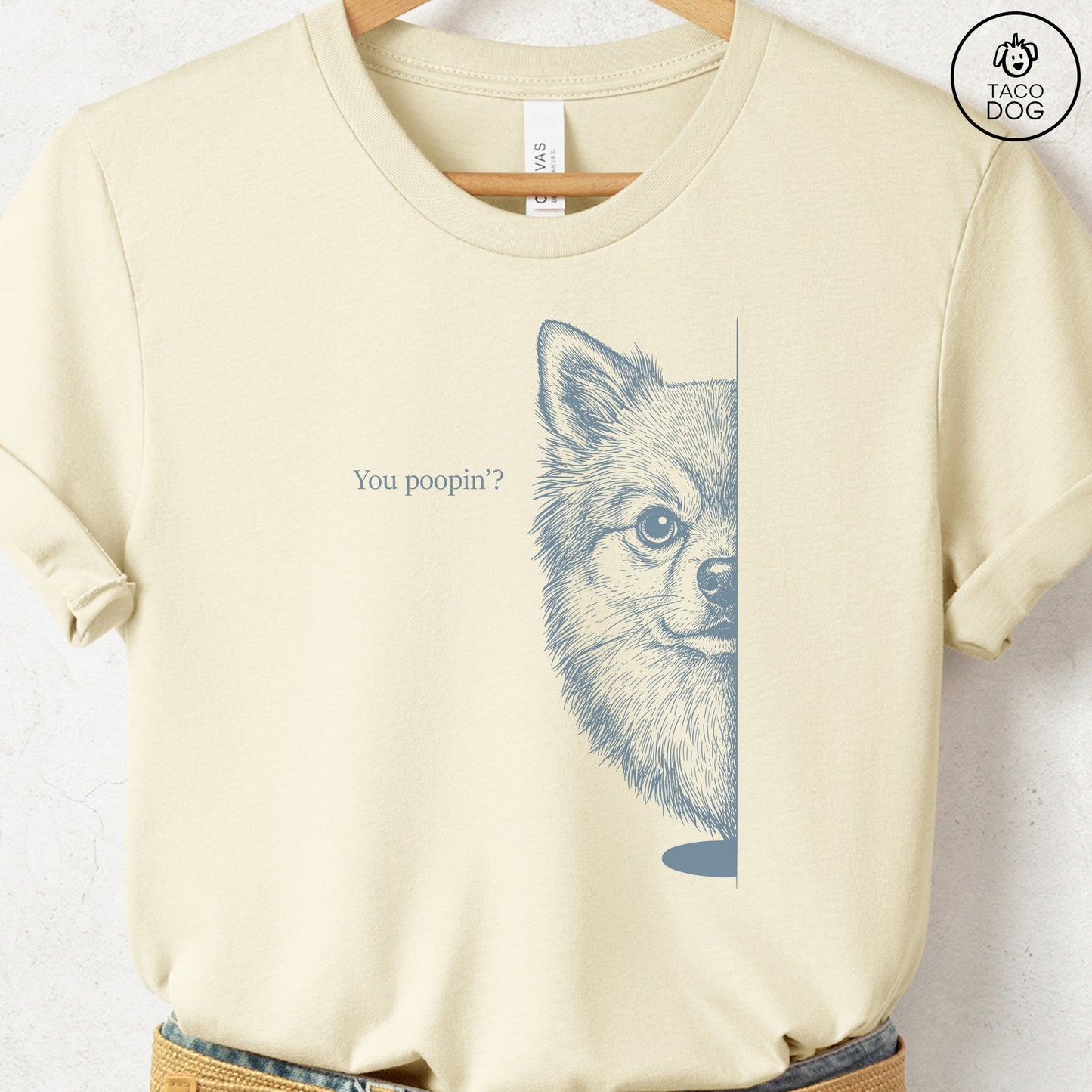 Pomeranian Poopin T-Shirt Natural Taco-Dog