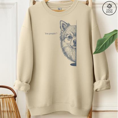 Pomeranian Poopin Sweatshirt Sand Taco-Dog