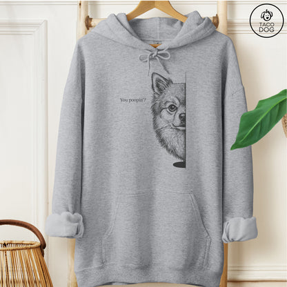 Pomeranian Poopin Hoodie Graphite Heather Taco-Dog