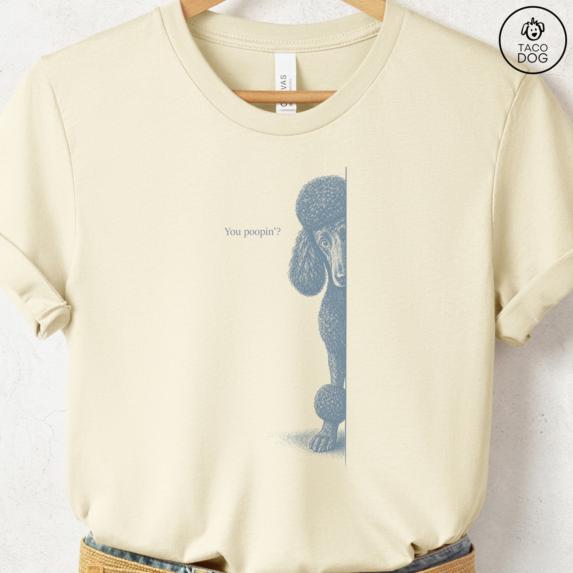 Poodle Poopin T-Shirt Natural Taco-Dog