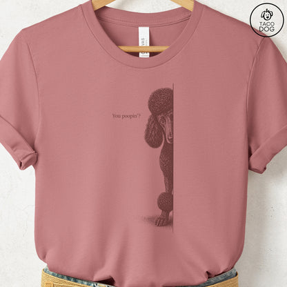 Poodle Poopin T-Shirt Heather Mauve Taco-Dog