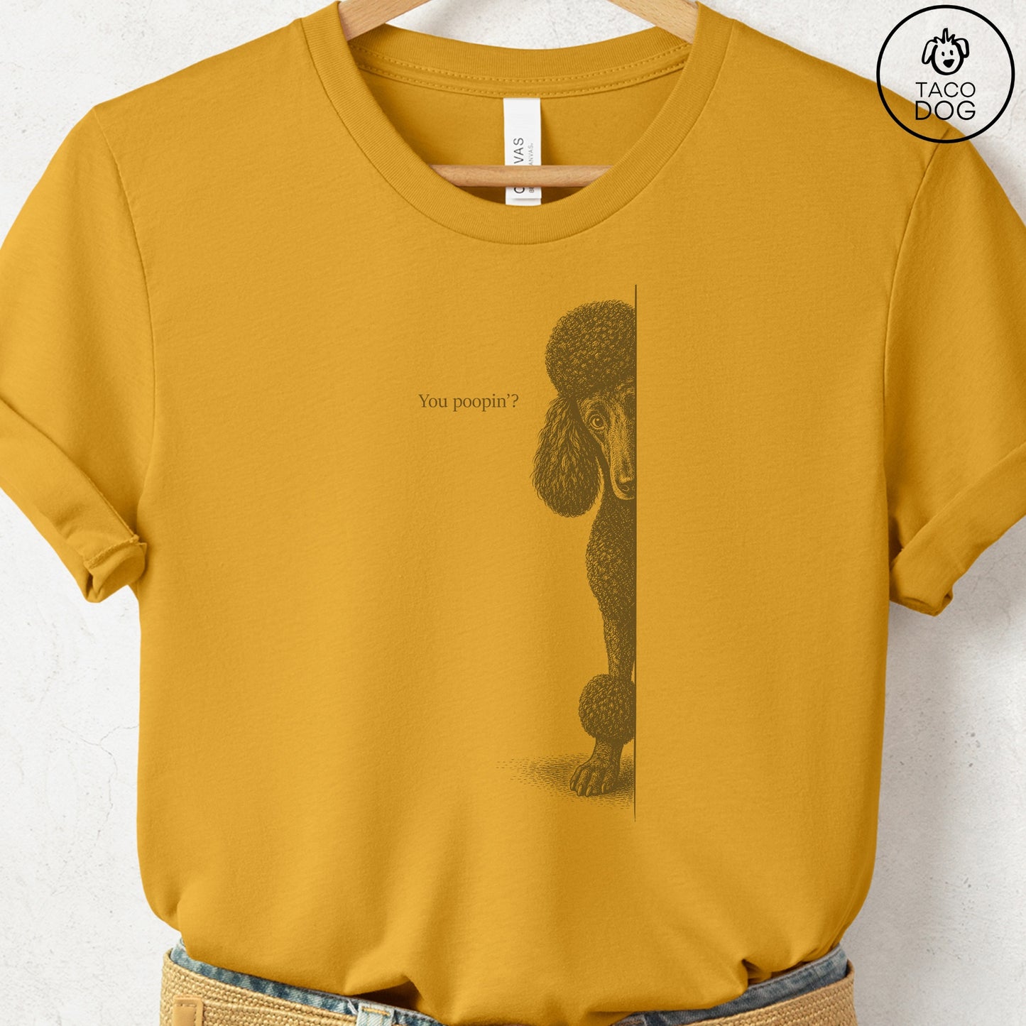 Poodle Poopin T-Shirt Mustard Taco-Dog