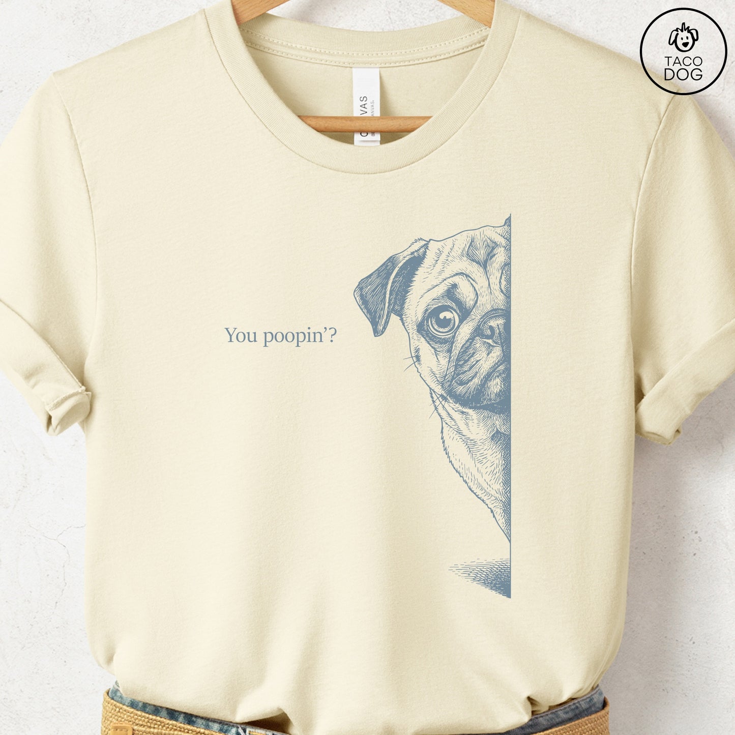 Pug Poopin T-Shirt Natural Taco-Dog