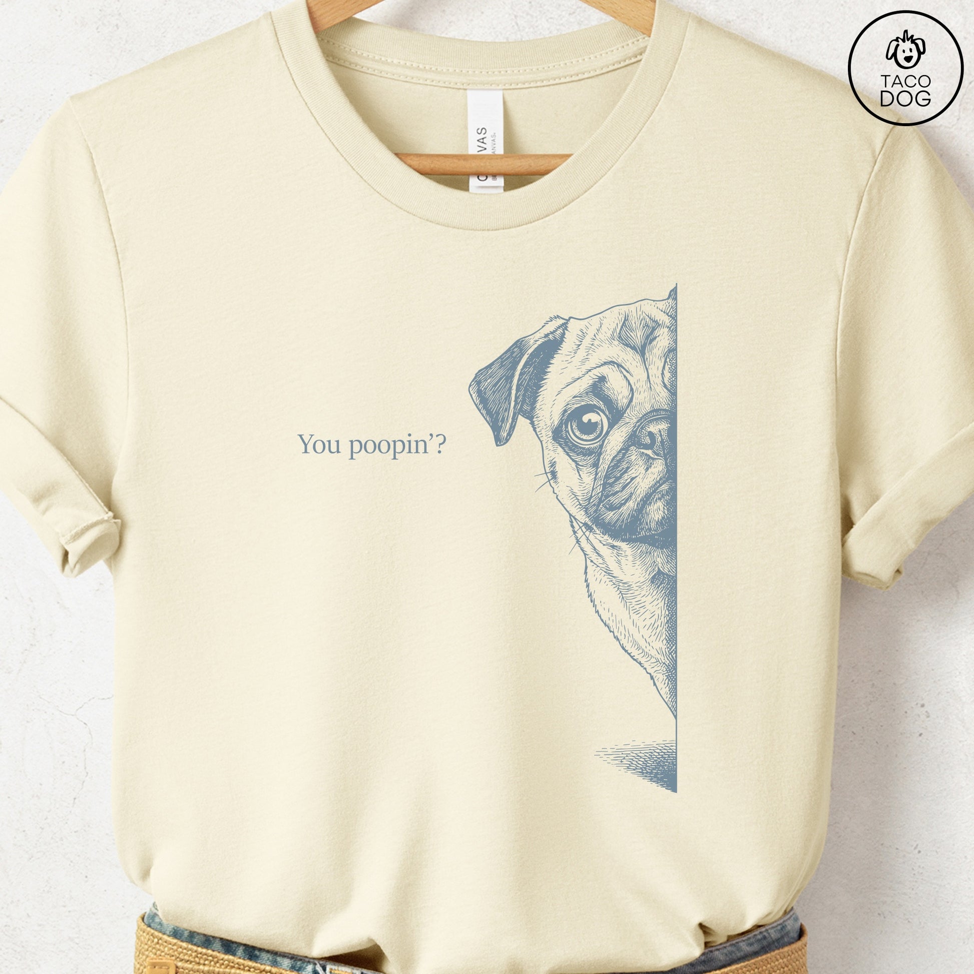 Pug Poopin T-Shirt Natural Taco-Dog