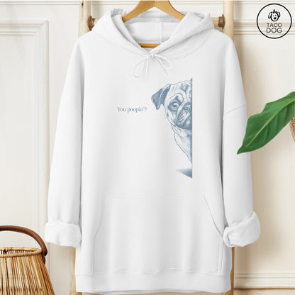 Pug Poopin Hoodie White Taco-Dog