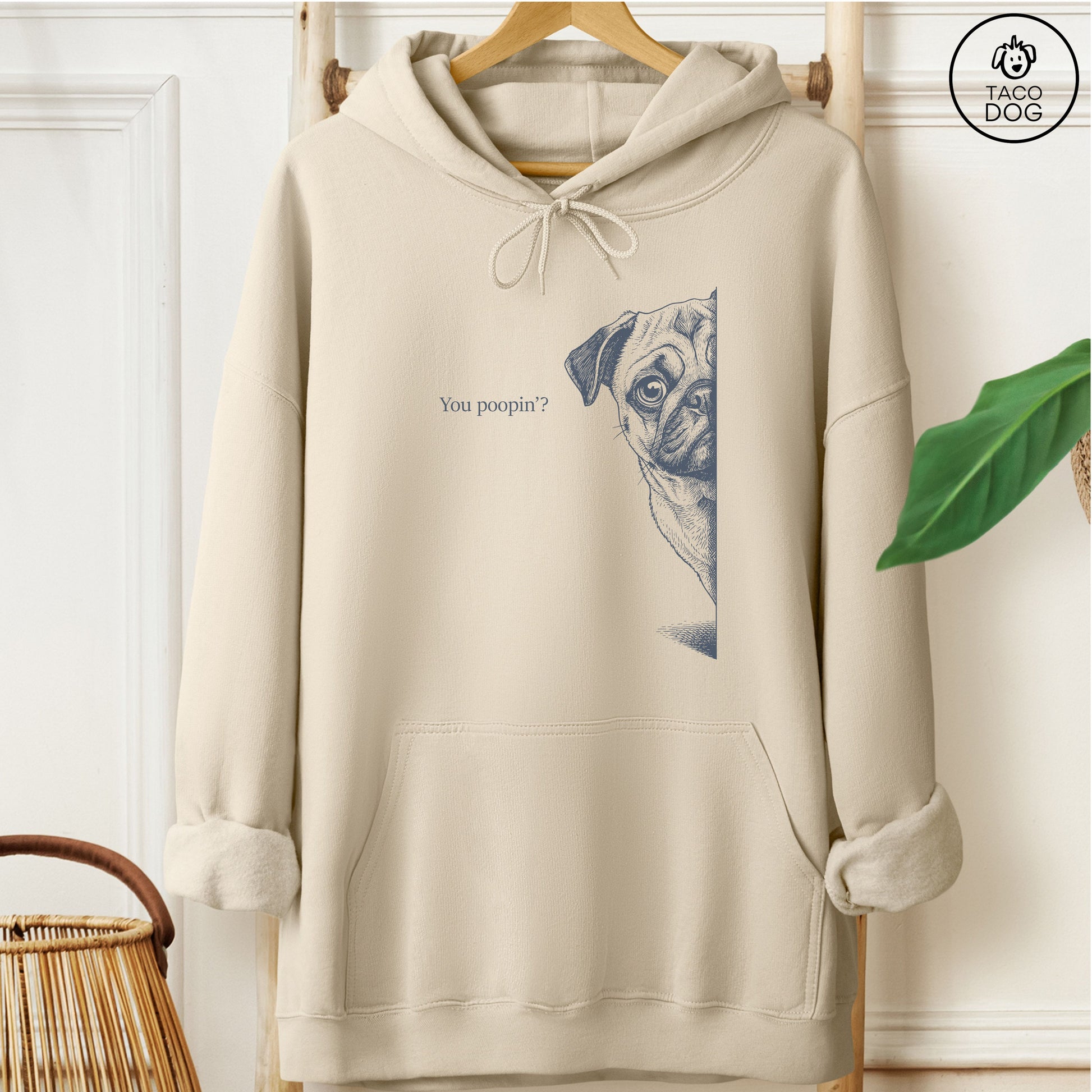 Pug Poopin Hoodie Sand Taco-Dog