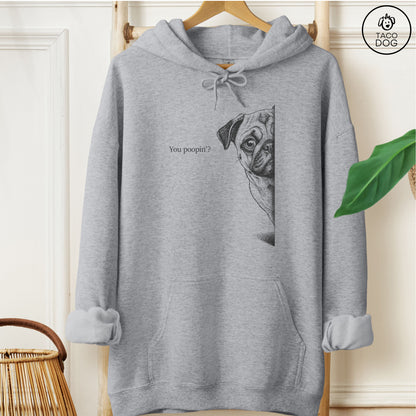 Pug Poopin Hoodie Graphite Heather Taco-Dog