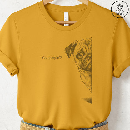 Pug Poopin T-Shirt Mustard Taco-Dog
