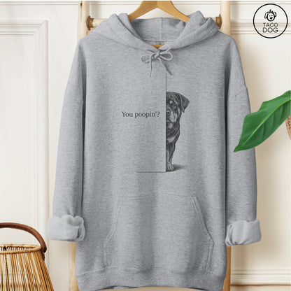 Rottweiler Poopin Hoodie Graphite Heather Taco-Dog